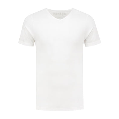 nooboo Luksus Bambus T-shirt Hvid med v hals