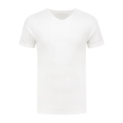 Luksus Bambus T-shirt Hvid med v hals